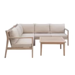 Linon 4pc Melita Acacia Sectional & Coffee Table Beige -Outdoor Furniture Store GUEST ef748f6d c6d9 4baa 9bdc 77962990b662