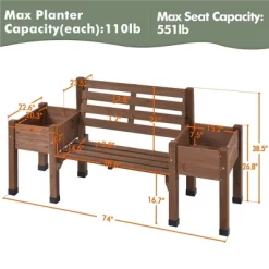 Yaheetech 2 In 1 Outdoor Solid Wood Double-bench For Patio Backyard Brown -Outdoor Furniture Store GUEST ef93b3d1 3984 45e9 8789 6e79f3a34950