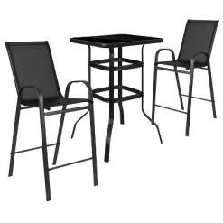 Flash Furniture Outdoor Dining Set - 2-Person Bistro Set - Outdoor Glass Bar Table With All-Weather Patio Stools -Outdoor Furniture Store GUEST efa448c3 297c 4742 8f60 ff8b4d352c73