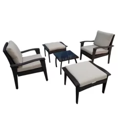 5pc Wicker Patio Set With Cushions - Brown/Beige - GODEER -Outdoor Furniture Store GUEST efdcba4d 1782 4e02 81c1 1e3354868767