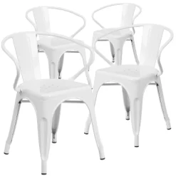 Emma And Oliver Commercial Grade 4 Pack Metal Indoor-Outdoor Chair With Arms -Outdoor Furniture Store GUEST f007e400 9c91 4c77 93d1 98125fbd4b81