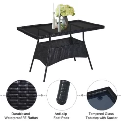 Costway 10PCS Patio Rattan Dining Set Cushioned Chair Table With Glass Top Garden Furniture -Outdoor Furniture Store GUEST f012f524 2580 4b39 991a 38b5dc9cae84