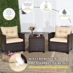 Costway 3PCS Patio Rattan Furniture Set Cushioned Conversation Set Sofa 21 Costway 3PCS Patio Rattan Furniture Set Cushioned Conversation Set Sofa -Outdoor Furniture Store GUEST f063fe00 3595 4d7c b5f5 ff70313448e1
