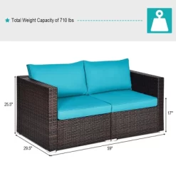 Costway 4PCS Patio Rattan Corner Sofa With Blue Cushion -Outdoor Furniture Store GUEST f0826615 9bab 438b a1a5 a5f7ffa80005