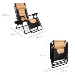 Best Choice Products Oversized Padded Zero Gravity Chair, Folding Outdoor Patio Recliner W/ Headrest, Side Tray -Outdoor Furniture Store GUEST f0ba7360 cb6e 4983 b0c3 2bfbb288f4f3