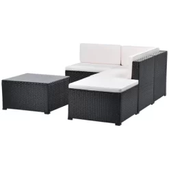 5pc Wicker Patio Conversation Set With Cushions - Black/Beige - GODEER 19 5pc Wicker Patio Conversation Set With Cushions - Black/Beige - GODEER -Outdoor Furniture Store GUEST f0e4cace e771 412f a2ac 6f179aed4813