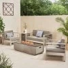 Cape Coral 5pc Outdoor 4 Seater Aluminum Chat Set With Fire Pit - Silver/Khaki - Christopher Knight Home -Outdoor Furniture Store GUEST f1011760 8999 4ec2 b93e 2819888aa7b1
