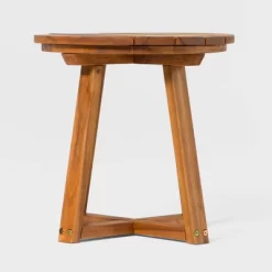 Saracina Home Modern Slatted Round Acacia Accent Table -Outdoor Furniture Store GUEST f1657f3f 96f4 4a71 8bf6 0bc2fda3ebe8