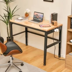 Costway 48" Adjustable Work Bench Heavy-Duty Steel Frame Worktable With Power Outlets -Outdoor Furniture Store GUEST f17f0228 2d70 4177 97a0 a7c81d7b7529