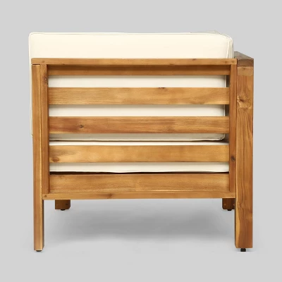 Oana 4pc Acacia Wood Patio Sectional Chat Set W/ Cushions - Christopher Knight Home 6 Oana 4pc Acacia Wood Patio Sectional Chat Set W/ Cushions - Christopher Knight Home - Image 4