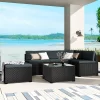 6pc Wicker Patio Conversation Set With Cushions - Black/Gray - GODEER