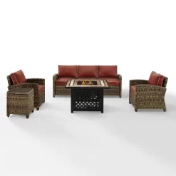 Bradenton 5pc Outdoor Wicker Conversation Set With Fire Table - Crosley -Outdoor Furniture Store GUEST f239f79d 0c60 4f27 bc57 0e5761d3a3d0