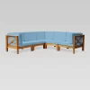 Brava 5pc Acacia Sectional Sofa Set - Teak/Blue - Christopher Knight Home