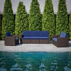 Flash Furniture Seneca Faux Rattan Loveseat With All-Weather Cushions -Outdoor Furniture Store GUEST f2854960 8cf7 4818 b6eb 8beebe5ccfad