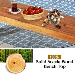 Costway Patio Acacia Wood Dining Bench Seat With Rustic Steel Legs For Outdoor Indoor -Outdoor Furniture Store GUEST f2c63829 d4d8 406a a8e9 c66f6cedb084