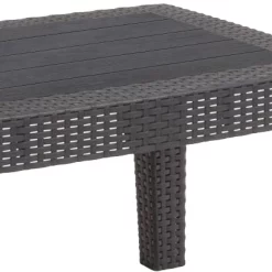 Merrick Lane Outdoor Coffee Table Faux Rattan Wicker Pattern Resin All-Weather Patio Coffee Table With Wood Plank Top Design -Outdoor Furniture Store GUEST f376552d 87fc 465e 8a4e b9bf673b87f9