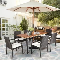 Costway 7PCS Patio Rattan Dining Set Table Top W/Umbrella Hole -Outdoor Furniture Store GUEST f38f3559 2437 421d adb9 9f3f695fe137