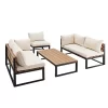 4pc Metal & Wood All Weather Patio Sectional Set - Natural - Saracina Home -Outdoor Furniture Store GUEST f449b833 16af 42b9 8980 c1fc5b48a8af