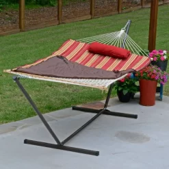 Patio 12' Hammock & Stand Set - Natural/Red/Brown -Outdoor Furniture Store GUEST f46525a1 dc89 4cc5 9bf5 ccf8fd6d151c