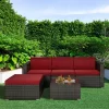 5pc Rattan Wicker Outdoor Conversation Set - Gray/Red - GODEER -Outdoor Furniture Store GUEST f4b5f562 b802 4976 a11b 2e33fe66bf4b