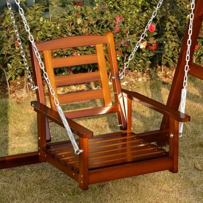 Outsunny Hanging Porch Swing Outdoor Patio Swing Chair With Pine Wood Frame And Wide Backrest For Patio And Yard 3 Outsunny Hanging Porch Swing Outdoor Patio Swing Chair With Pine Wood Frame And Wide Backrest For Patio And Yard