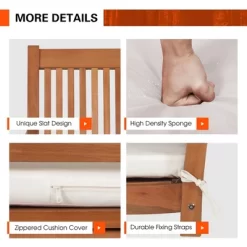 Costway 2-Person Hanging Porch Swing Wood Bench With Cushion Curved Back Outdoor Natural -Outdoor Furniture Store GUEST f62b25df d041 48e0 95e6 e348846be33d