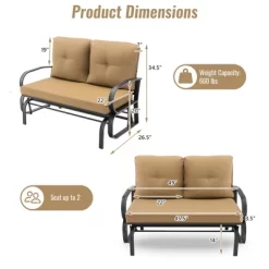 Tangkula 2-Person Outdoor Patio Glider Bench Swing Seat Bench W/ Seat & Back Cushions -Outdoor Furniture Store GUEST f6660afa 5b2d 4632 9bbb 10ddc7884473