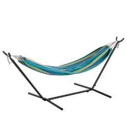 Emma And Oliver Cotton Two Person Hammock With Space Saving Steel Stand, Premium Carry Bag And Hanging Hardware -Outdoor Furniture Store GUEST f683e500 6db1 4dfd 8ae6 27a033dfa0be