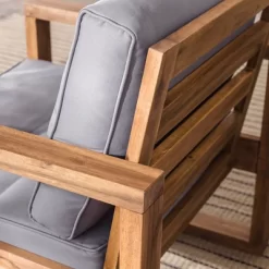 Galia 2pc Square Leg Acacia Wood Chair And Ottoman With Cushions - Brown - Saracina Home -Outdoor Furniture Store GUEST f6f6e547 6294 449d 85a4 fb0c84615d8a