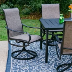 7pc Outdoor Dining Set With Swivel Sling Chairs & Large Metal Rectangle Table With Umbrella Hole - Gray - Captiva Designs 19 7pc Outdoor Dining Set With Swivel Sling Chairs & Large Metal Rectangle Table With Umbrella Hole - Gray - Captiva Designs -Outdoor Furniture Store GUEST f71ef293 dacc 4523 a2b5 34984a087915