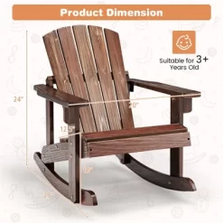 Tangkula 2PCS Kid Adirondack Rocking Chair Outdoor Solid Wood Slatted Seat Backrest Coffee -Outdoor Furniture Store GUEST f73dbcaa 17ab 4e8e 8fda 7cb256e40a5f