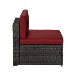 5pc Rattan Wicker Outdoor Conversation Set - Gray/Red - GODEER -Outdoor Furniture Store GUEST f77ec1ea 0dc0 4c7a 8e93 d58cb655390c