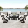 5pc Outdoor Dining Set With 48" Rectangle Fire Table & Deep Seating Swivel Rocking Chairs, Wind Blocker Lid & Covers - Oakland Living -Outdoor Furniture Store GUEST f78acd55 a3fe 4aa6 86b3 b2e5432cba21