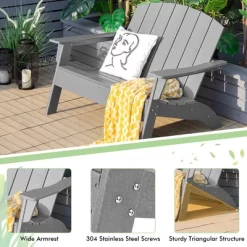 Costway Patio Adirondack Chair Loveseat Bench HDPE Weather Resistant Deck Grey -Outdoor Furniture Store GUEST f7c4a15e 7a72 437d 99be a29555b3cd0d
