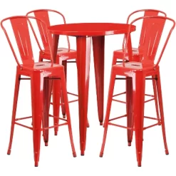 Flash Furniture Commercial Grade 30" Round Metal Indoor-Outdoor Bar Table Set With 4 Cafe Stools -Outdoor Furniture Store GUEST f8059b2e 7580 425f a5cc a86f571501cf