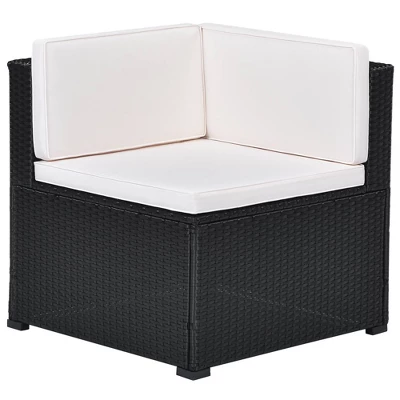 5pc Wicker Patio Conversation Set With Cushions - Black/Beige - GODEER 14 5pc Wicker Patio Conversation Set With Cushions - Black/Beige - GODEER - Image 12