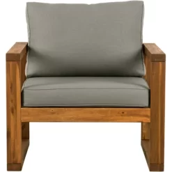 Galia 2pc Square Leg Acacia Wood Chair And Ottoman With Cushions - Brown - Saracina Home -Outdoor Furniture Store GUEST f862c995 9ccc 4778 bd23 a9d1f46b9f67