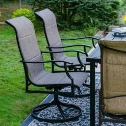 7pc Outdoor Dining Set With With Padded Sling Chairs & Metal Rectangle Table With Umbrella Hole - Captiva Designs -Outdoor Furniture Store GUEST f8a44b48 3442 4ce7 b513 1f2df04c3112