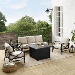 Kaplan 5pc Outdoor Sofa Set With Fire Table - Oatmeal - Crosley -Outdoor Furniture Store GUEST f9995e4c 53a9 4910 bc03 1c974b67e5f6