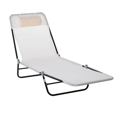 Outsunny Portable Sun Lounger, Lightweight Folding Chaise Lounge Chair W/ Adjustable Backrest & Pillow For Beach, Poolside And Patio 12 Outsunny Portable Sun Lounger, Lightweight Folding Chaise Lounge Chair W/ Adjustable Backrest & Pillow For Beach, Poolside And Patio - Image 10