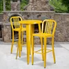 Emma And Oliver Commercial 24" Round Metal Indoor-Outdoor Bar Table Set & 2 Slat Back Stools