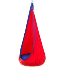 HearthSong HugglePod Deluxe Indoor/Outdoor Sturdy Cotton Canvas Hanging Chair For Kids With Inflatable Cushion -Outdoor Furniture Store GUEST fa599495 5825 448b 8227 e4b1ee7ba389