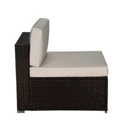 6pc Outdoor Rattan Wicker Conversation Set With Sofa, Chairs & Coffee Table - Brown/Beige - GODEER -Outdoor Furniture Store GUEST faef7a81 ad2c 42a9 9764 0b4572145d7f 1