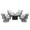 5pc Outdoor Fire Table Set With Geometric 44" Round Fire Table, 4 Deep Seating Swivel Rocking Chairs & Table Fabric Covers - Oakland Living -Outdoor Furniture Store GUEST fafbc2e7 4d0e 41c0 8d04 73e144d02dcf