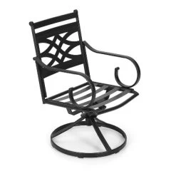 7pc Outdoor Dining Set With Svivel Chairs With Cushions & Large Metal Rectangle Table With Umbrella Hole - Captiva Designs -Outdoor Furniture Store GUEST fb022cfb 22c8 4fd0 a5b2 852056f59ce4