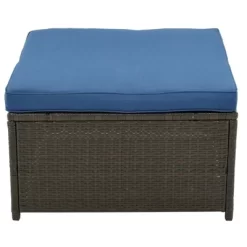 9pc Wicker Patio Sectional Seating Set With Cushions - Brown/Blue - GODEER -Outdoor Furniture Store GUEST fb4a071d 2247 43c3 85f6 ba9e599a7e98