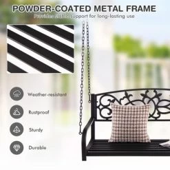 Tangkula Patio Hanging Porch Swing 2-Person Outdoor Metal Swing Bench Chair W/ Chains -Outdoor Furniture Store GUEST fb91387a 9bac 4991 8f60 e57655834246