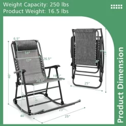 Costway Folding Zero Gravity Rocking Chair Outdoor Patio Headrest Turquoise Grey -Outdoor Furniture Store GUEST fbd898ed ffd6 41c6 b012 15cf4e55b91f