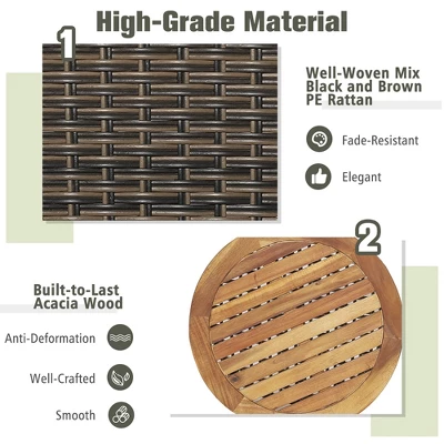 Costway Patiojoy 3PCS Patio Rattan Furniture Set Cushioned Sofas Wood Table Top W/Shelf 9 Costway Patiojoy 3PCS Patio Rattan Furniture Set Cushioned Sofas Wood Table Top W/Shelf - Image 7