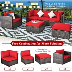 Costway 6PCS Patio Rattan Furniture Set Cushion Sofa Coffee Table -Outdoor Furniture Store GUEST fbe49ed0 cf9d 4fe6 ab52 6a579006723a